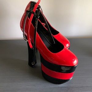 Exotic Dancer/Stripper Shoes Size 8 Platform Red and Black Pleasers Brand